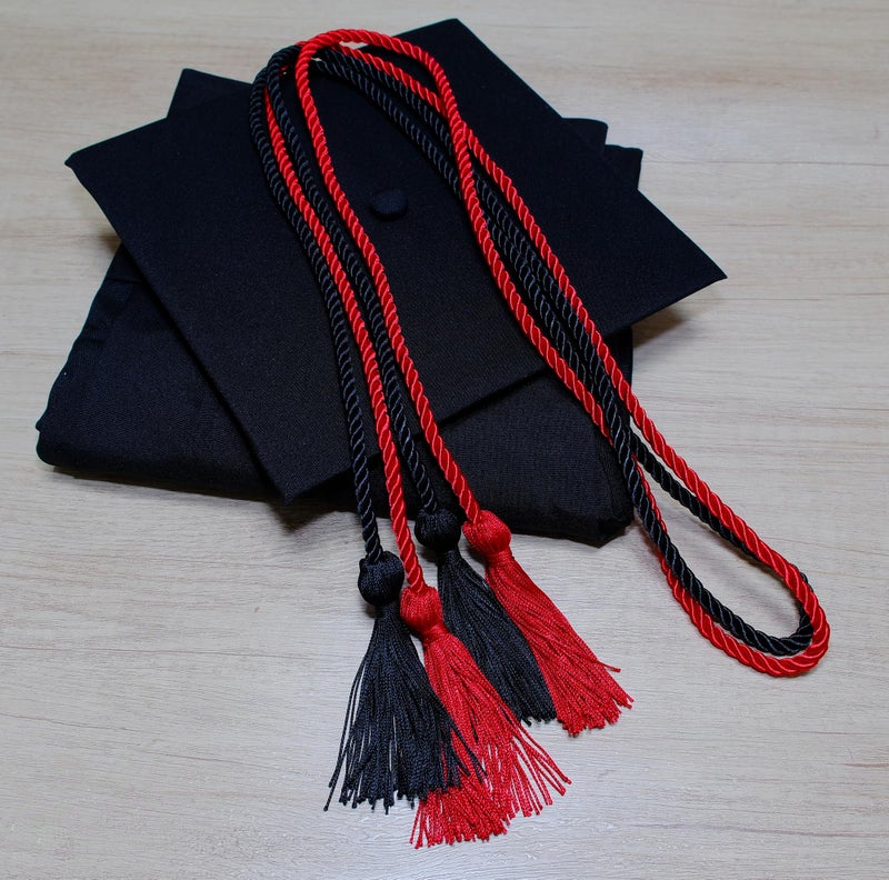 UIALECG Double Graduation Honor Cords - Black and Red,68" Long - Image 3